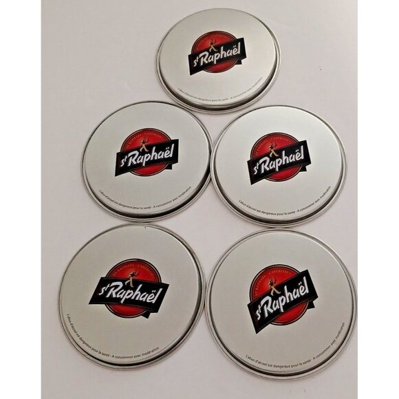 St Raphael L'Aperitif France Aperitif Metal Coasters Lot of 5 Ad Promo Set Frenc - Picture 2 of 5